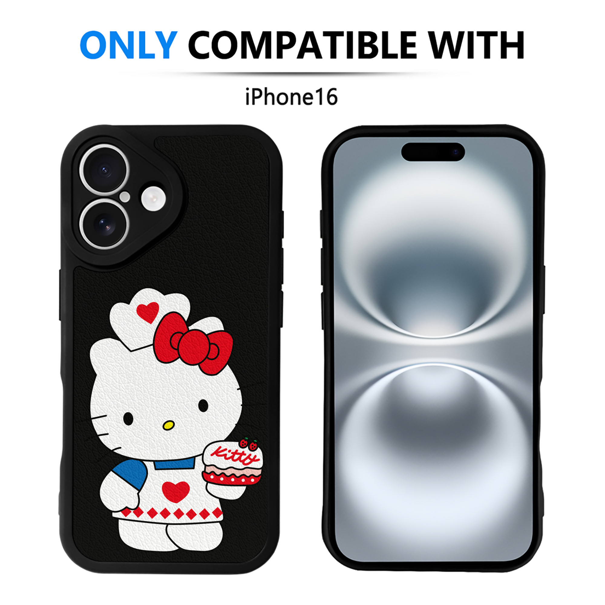 （画像用） Hello Kitty ハローキティ 【iPhone 16シリーズ対応】シリコンスマホケース（レザー調） 材質：シリコン